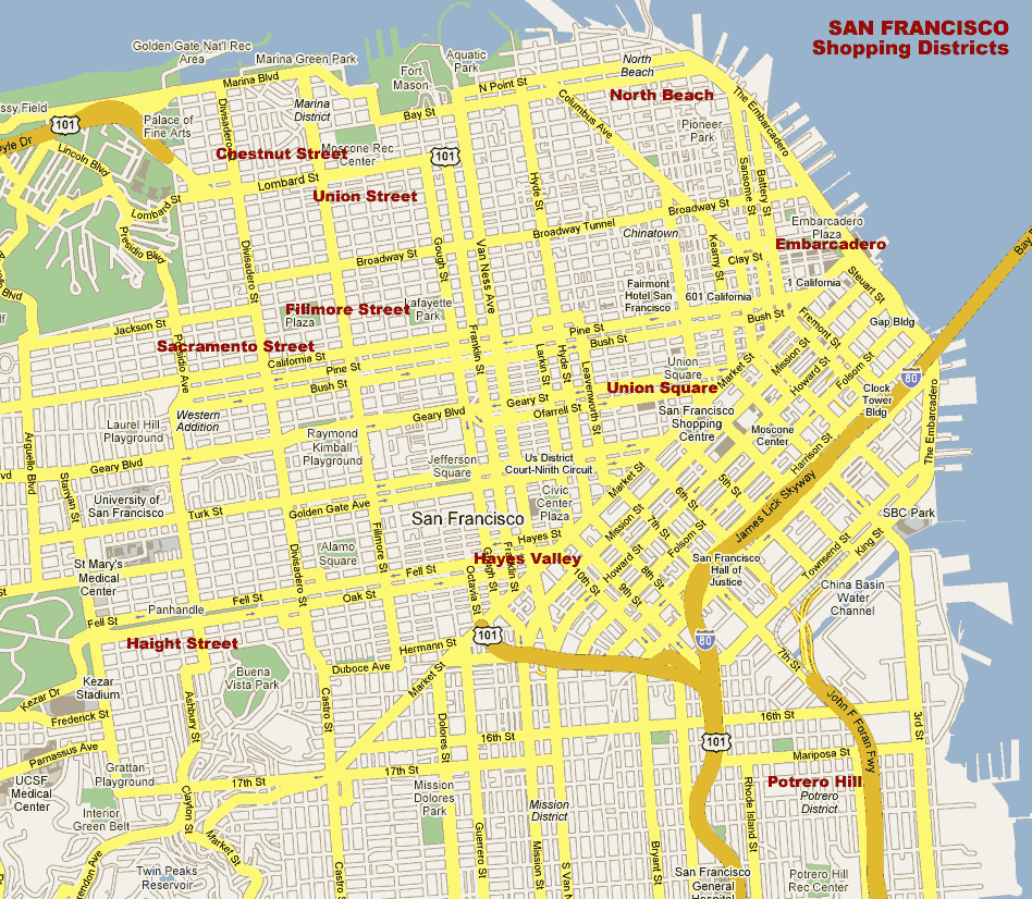 Map of San Francisco Shopping District