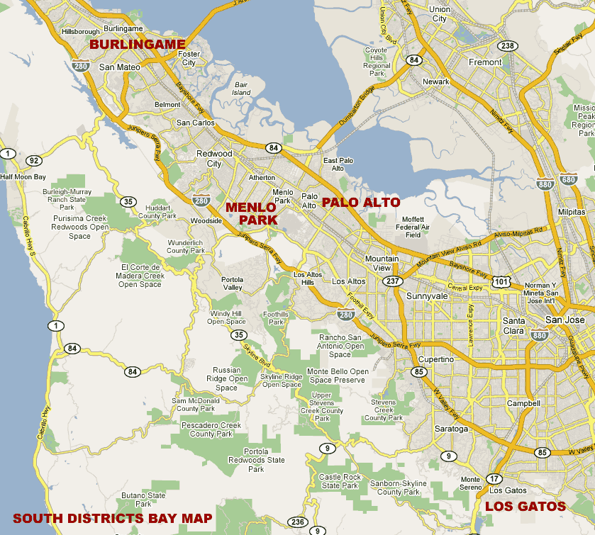 South Bay Shopping Districts Map